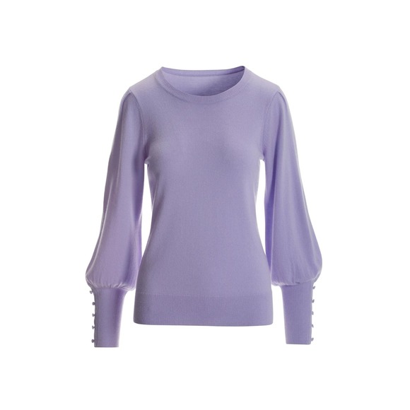 Boston Proper Women 100% Cashmere Sweater XS Lavender Puff Sleeve Button Cuff - Picture 6 of 11